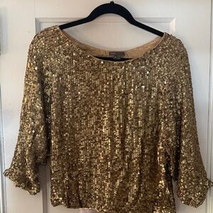 Vince Gold Beaded & Sequin Blouse